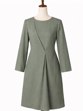 COS green midi dress- draped asymmetrical loose fit- fit and flare. 10
